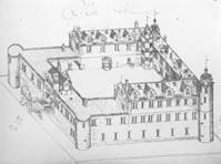 Zeichnung des Renaissance-Schlosses von Henrich Hoer 1617; Bildnachweis: Stadtarchiv Neunkirchen